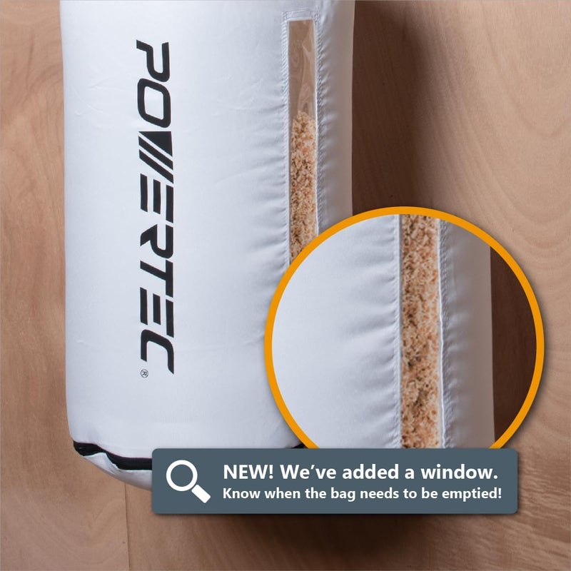 POWERTEC Dust Collector Bag with 4" Key Hose Clamps, 30 Micron Dust Bag for DeWalt DW735, DW734, WEN PL1326, PL1303 Planer, DC3401 Dust Collector & Woodworking Machine w/ 4" OD Dust Port (70399) - Image 4